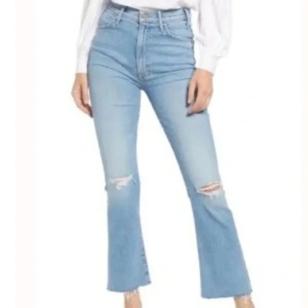 Mother The Hustler Ankle Fray Jeans Flare Thrilling Shots B1084